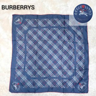 BURBERRY - 【美品】バーバリーズ　ノバチェック　スカーフ　大判　86cm角　ネイビーブルー