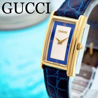 509【美品】GUCCI グッチ時計　レディース腕時計　ブルー　ゴールド　希少