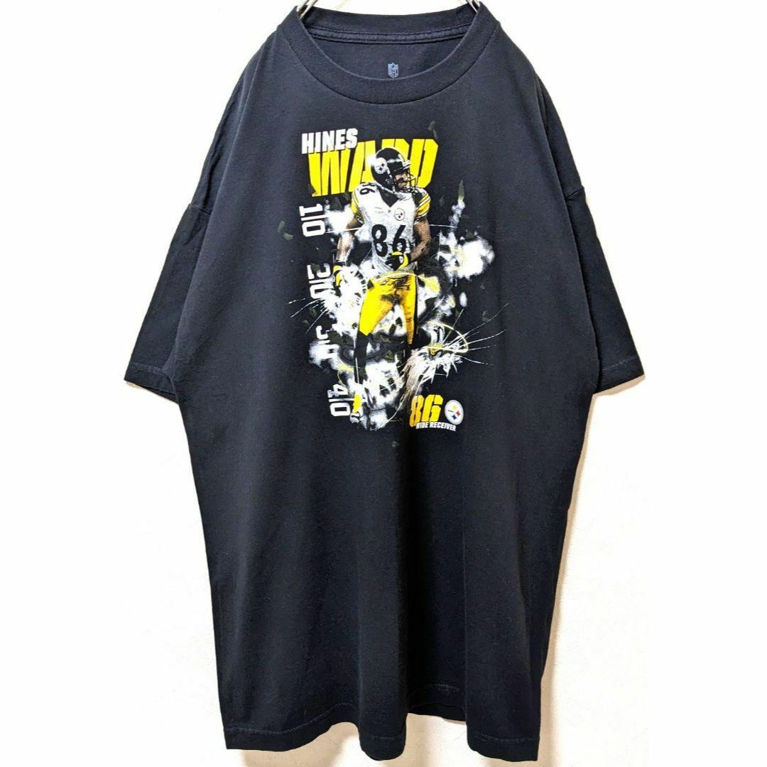 NFLピッツバーグスティーラーズ86ハインズウォードTシャツブラック黒XL古着 メンズのトップス(Tシャツ/カットソー(半袖/袖なし))の商品写真