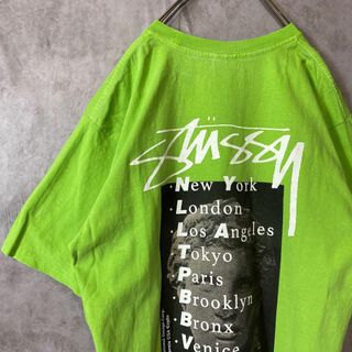 ステューシー(STUSSY)の【世界都市、ダヴィデ像】stussyバックプリントTシャツ古着グリーンsk8L(Tシャツ/カットソー(半袖/袖なし))