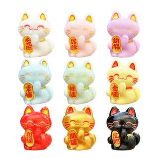 minkissy 招き猫 置物 猫 9個セット かわいい ミニ 猫 グッズ ミニ(その他)