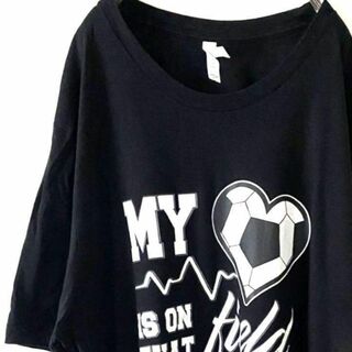 サッカー MY LOVE field Tシャツ 2XL ブラック 黒 古着(Tシャツ/カットソー(半袖/袖なし))