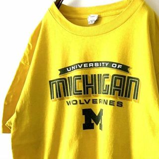 アルスタイル ミシガン WOLVERINES Tシャツ L イエロー黄色古着