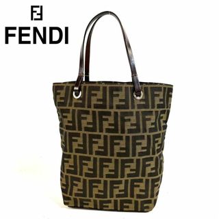 フェンディ(FENDI)の【美品】FENDI ズッカ  キャンバス ハンドバッグ ブラウン イタリア製(ハンドバッグ)