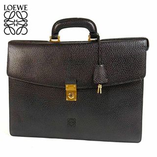 ロエベ(LOEWE)の【美品】LOEWE アナグラム ブリーフケース ブラウン スペイン製 カデナ付(ビジネスバッグ)