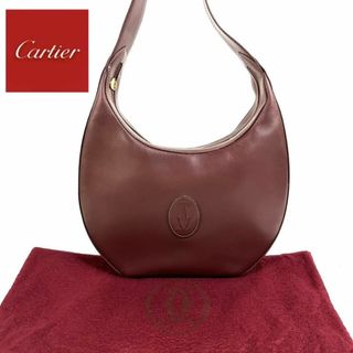 カルティエ(Cartier)の【極美品】Cartier レザーマストライン ワンハンドル ボルドー 保存袋付き(ハンドバッグ)