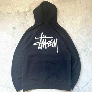 ステューシー(STUSSY)の【ステューシー】Lサイズ定番 バックプリント スウェットパーカー 黒stussy(パーカー)