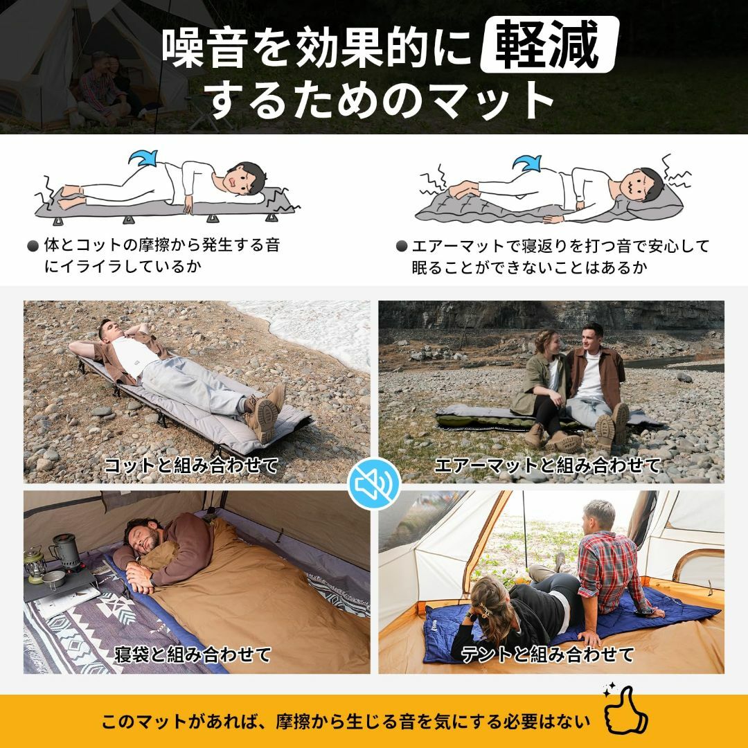 【色: 【M】500 g/㎡ グレー】KingCamp コット用マット 折りたた スポーツ/アウトドアのアウトドア(寝袋/寝具)の商品写真