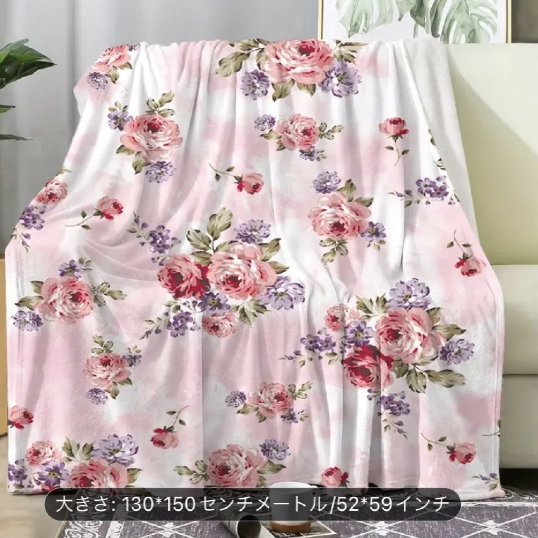 💕新品.未使用品.プリンセス系フランネルローズ柄プランケット インテリア/住まい/日用品の寝具(毛布)の商品写真