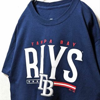 マジェスティック(Majestic)のマジェスティック MLBタンパベイレイズ ロゴ Tシャツ ネイビー紺色 古着(Tシャツ/カットソー(半袖/袖なし))