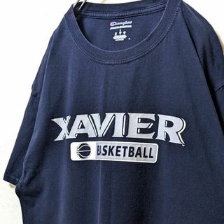 チャンピオン(Champion)のチャンピオン ザビエルバスケットボール ロゴ Tシャツ ネイビー紺色 L古着(Tシャツ/カットソー(半袖/袖なし))