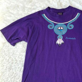 SOFFES ネイティブ　古着　90s ビンテージ　Tシャツ　パープル(Tシャツ/カットソー(半袖/袖なし))