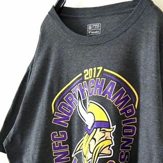 NFL ファナティクス バイキングス Tシャツ L グレー 灰色 古着(Tシャツ/カットソー(半袖/袖なし))