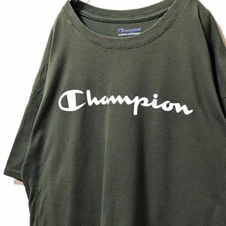 Champion - チャンピオン Champion ロゴ Tシャツ グリーンカーキ緑 L 古着