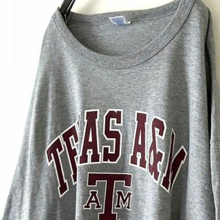 ラッセルアスレティック(Russell Athletic)のテキサス TEXAS A&Mカレッジ Tシャツ 2XL グレー 灰色 古着(Tシャツ/カットソー(半袖/袖なし))