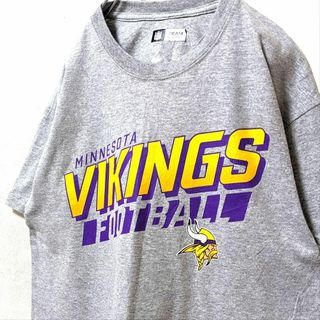 NFLミネソタバイキングス ロゴ Tシャツ グレー 灰色 古着(Tシャツ/カットソー(半袖/袖なし))