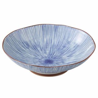 浜陶 波佐見焼 和山窯 多用鉢 約18cm 染千筋 163104 ブルー(食器)