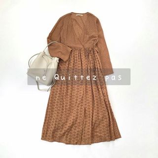 ヌキテパ(ne Quittez pas)の美品　ヌキテパ　へムラミックスカシュクールガウン(ロングワンピース/マキシワンピース)