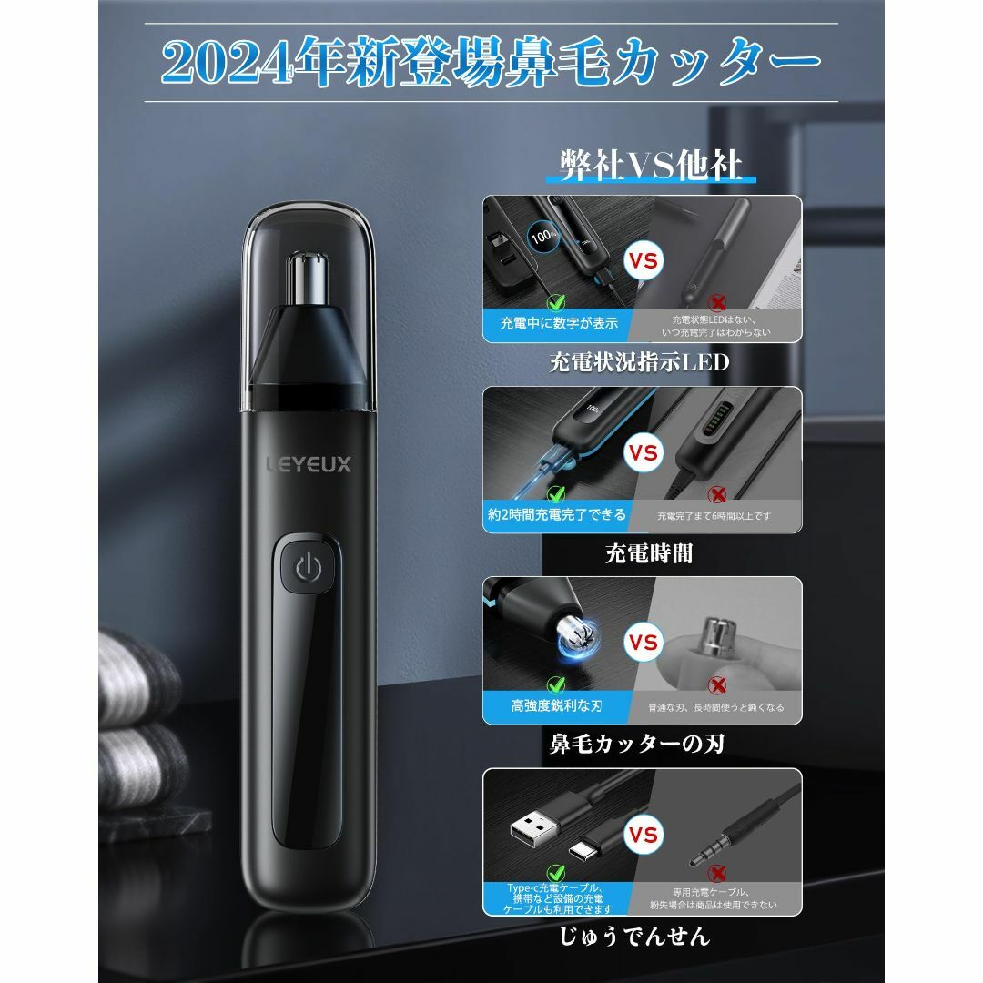 【色:Gray】鼻毛カッター メンズ 鼻毛 カッター USB 充電式 電動シェー スマホ/家電/カメラの美容/健康(その他)の商品写真