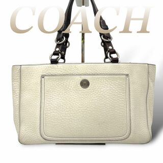 コーチ(COACH)のCOACH ハンドバッグ オールレザー ホワイト 緑 60507(ハンドバッグ)