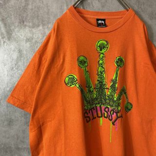 ステューシー(STUSSY)の【00s、クラウンロゴ】stussyビッグプリントTシャツ古着ストリート半袖L(Tシャツ/カットソー(半袖/袖なし))