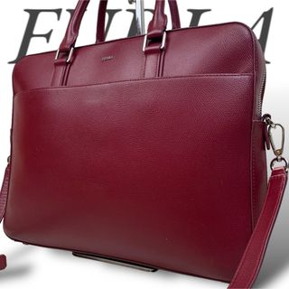 フルラ(Furla)の良品 フルラ FURLA 2way ブリーフケース ビジネスバッグ 赤 ボルドー(ハンドバッグ)