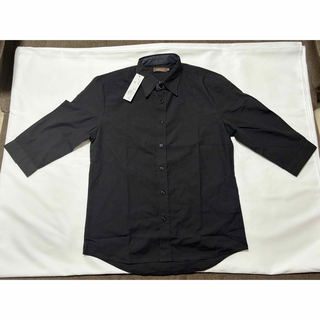 七分袖シャツ　ブラック　黒　Mサイズ(シャツ)