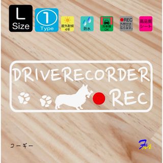 コーギー ドラレコステッカー  01 Lサイズ ドライブレコーダー(犬)