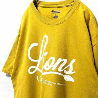 チャンピオン(Champion)のチャンピオン ライオンズ UAFS ロゴ Tシャツ イエロー 黄色 L 古着(Tシャツ/カットソー(半袖/袖なし))