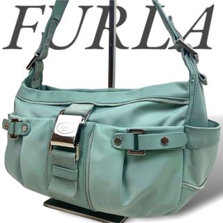 フルラ(Furla)のフルラ FURLA ハンドバッグ きれい色 緑 セージグリーン レザー ナイロン(ハンドバッグ)