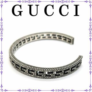 Gucci - 【良品】グッチ  スクエアG アラベスク 18 シルバー925 カフブレスレット