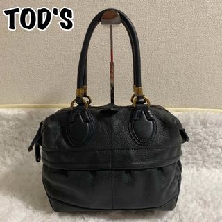 比較的美品！TOD'S トートバッグ A4収納可能 ロゴ レザー ブラック