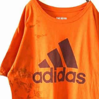 アディダス(adidas)のアディダス adidas デカロゴ Tシャツ L オレンジ 古着(Tシャツ/カットソー(半袖/袖なし))