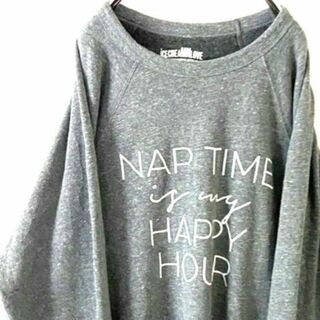 NAP TIME HAPPY HOUR Tシャツ XL グレー 灰色 古着(スウェット)