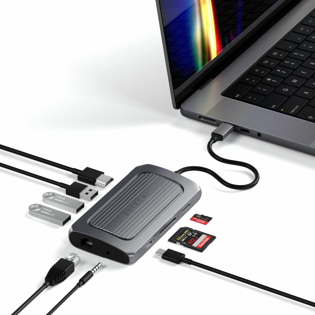Satechi USB4 マルチ USBCハブ 9in1 PD充電 イーサネット スマホ/家電/カメラのPC/タブレット(PC周辺機器)の商品写真