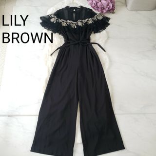 Lily Brown レースフリル オールインワン ベルト付き サイズ1