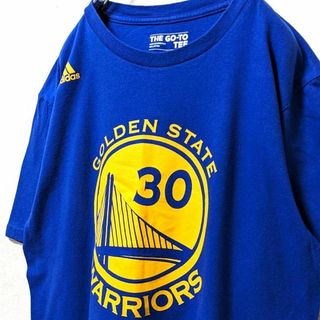 アディダスNBAウォリアーズステフィンカリー ロゴ Tシャツ ブルー 青 古着