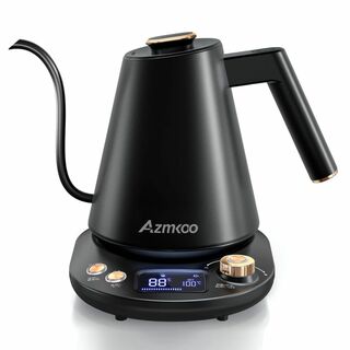 【色:black_サイズ:1.0L】AZMKOO 電気ケトル 温度調節 コーヒー(その他)