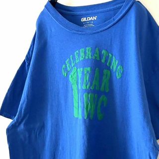 CELEBRATING 1YEAR Tシャツ L ブルー 青 古着(Tシャツ/カットソー(半袖/袖なし))