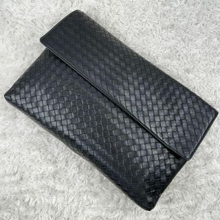 Bottega Veneta - ボッテガヴェネタ　クラッチバッグ　イントレチャート　黒　A4収納可能　フラップ