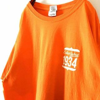 ギルダン Established 1934 Tシャツ L オレンジ 古着(Tシャツ/カットソー(半袖/袖なし))