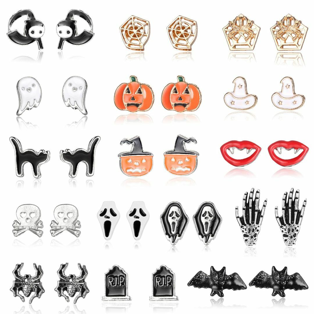 【色: プラチナ】Jstyle 16ペア ハロウィン ピアス レディース メンズ レディースのアクセサリー(その他)の商品写真