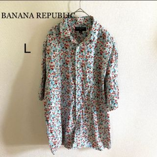 ❁︎BANANA REPUBLIC❁︎リネン混花柄シャツ【L】