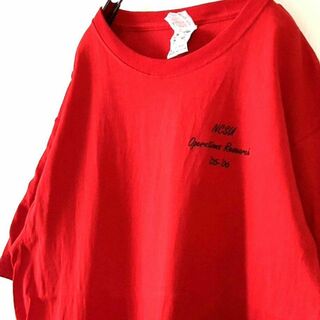 フルーツオブザルーム(FRUIT OF THE LOOM)のNCSU オペレーションズ リサーチ Tシャツ L レッド 赤 古着(Tシャツ/カットソー(半袖/袖なし))