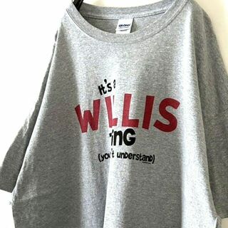 ギルダン WILLIS Thing Tシャツ 2XL グレー 灰色 古着(Tシャツ/カットソー(半袖/袖なし))