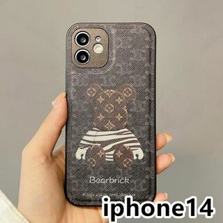 iphone14ケース 熊　 ブラウン58(iPhoneケース)