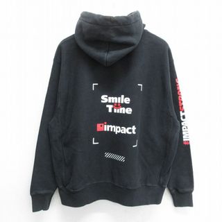 チャンピオン(Champion)のXL★古着 長袖 チャンピオン Champion リバースウィーブ パーカー メンズ 00年代 00s Smile Time 大きいサイズ 黒 ブラック 24may07 中古 スウェット スエット トレーナー トップス(パーカー)