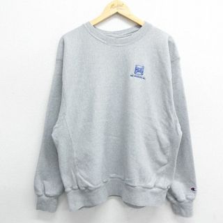 チャンピオン(Champion)のXL★古着 長袖 チャンピオン Champion リバースウィーブ メンズ 00年代 00s HMS 大きいサイズ クルーネック グレー 霜降り 24may07 中古 スウェット スエット トレーナー トップス(パーカー)