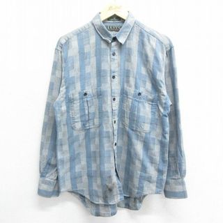 リーバイス(Levi's)のL★古着 リーバイス Levis 長袖 ブランド シャツ メンズ 90年代 90s コットン 紺他 ネイビー 24may07 中古 トップス(シャツ)