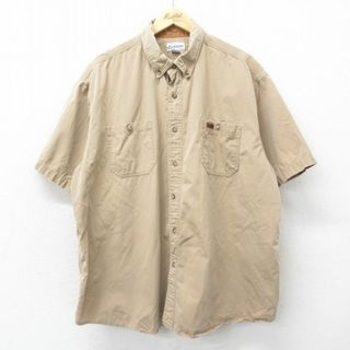 カーハートダブリューアイピー(Charhartt WIP)のXL★古着 カーハート Carhartt 半袖 シャツ メンズ 大きいサイズ ロング丈 コットン ボタンダウン ベージュ カーキ 24may07 中古 トップス(シャツ)